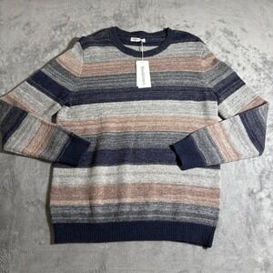 NWT Woolovers 100% Lambswool Tonal Stripe Neck Jumper Sweater Long Sleeve